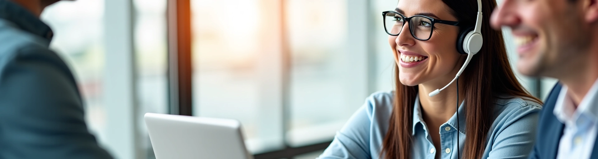 Customer service representative assisting a client, symbolizing support and communication.